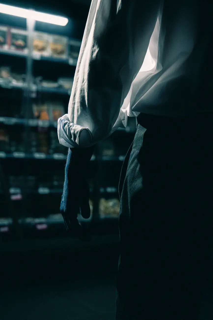 Silhouette de zombie dans la pénombre d’un rayon